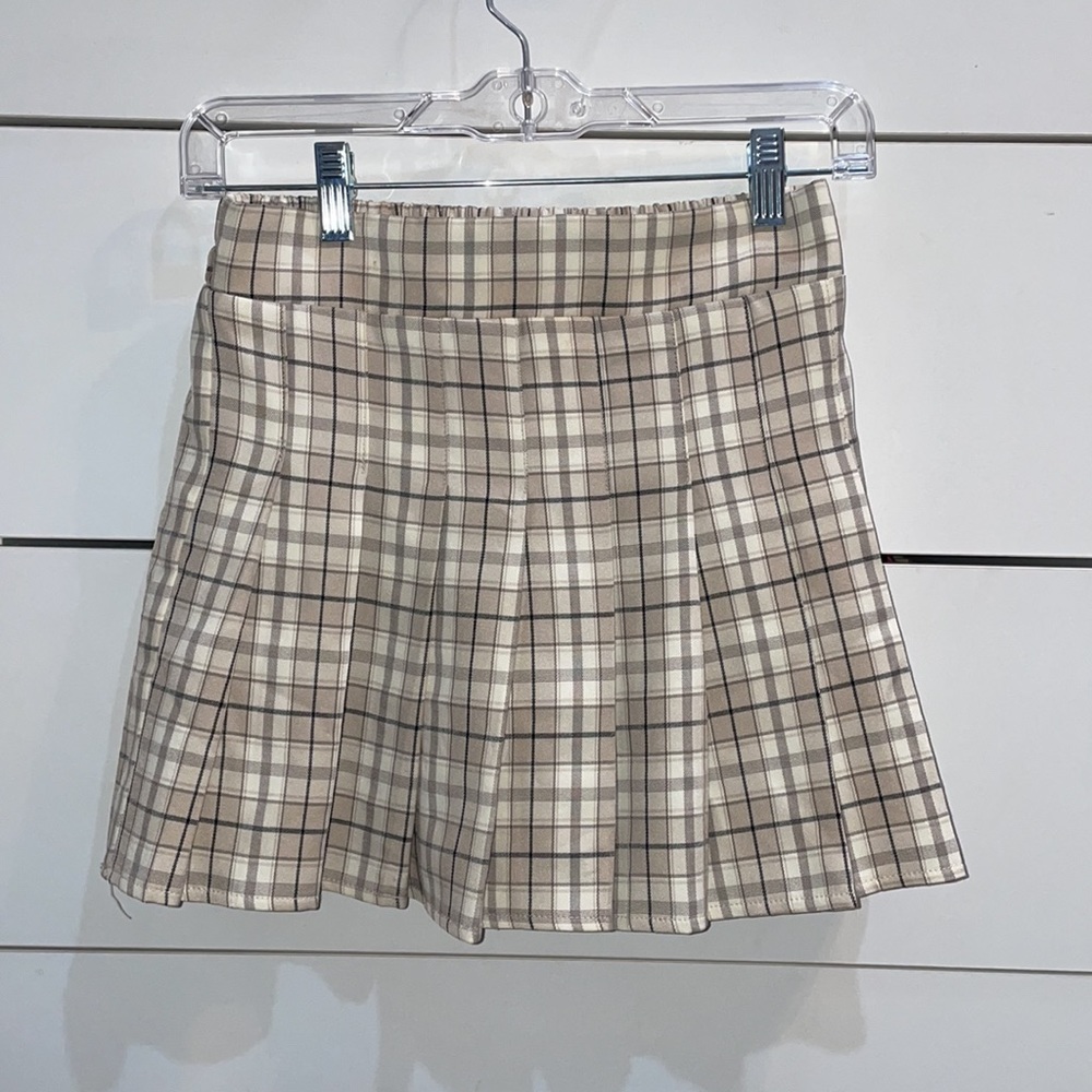Plaid Pleated Flare Hem Skirt